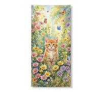 Bannière décorative pour porte de chat floral - Motif jardin printanier - Décoration d'intérieur ou d'extérieur - Fournitures de festival sur le thème des papillons - 91,4 x 183 cm