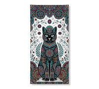 Bannière décorative pour porte de chat - Motif mandala floral coloré - Décoration d'intérieur et d'extérieur - Toile de fond à suspendre pour l'automne et Halloween - 91,4 x 183 cm