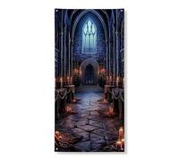 Bannière décorative pour porte de château gothique - Décoration de fête d'intérieur ou d'extérieur - Fournitures de festival d'Halloween - 91,4 x 183 cm