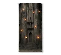 Bannière décorative pour porte de château médiéval - Art mural gothique - Décoration d'intérieur ou d'extérieur - Fournitures de vacances de festival - 91,4 x 183 cm