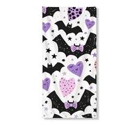 Bannière décorative pour porte de chauve-souris d'Halloween - Cœurs violets et chauves-souris - Décoration d'intérieur et d'extérieur effrayante - Fournitures de fond à suspendre - 91,4 x 183 cm