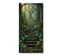 Bannière décorative pour porte de chemin de forêt mystique - Scène de nature enchantée - Décoration d'intérieur et d'extérieur - Fournitures de festival d'automne d'Halloween - 91,4 x 183 cm