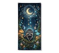 Bannière décorative pour porte de forêt au clair de lune, thème de la vie sauvage enchantée, décoration d'intérieur ou d'extérieur saisonnière 91,4 x 183 cm
