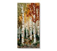 Bannière décorative pour porte de forêt d'automne, bouleau rustique, décoration murale naturelle, intérieur ou extérieur, automne, Halloween, toile de fond à suspendre 91,4 x 183 cm
