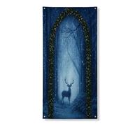 Bannière décorative pour porte de forêt d'hiver, motif cerf enchanté nuit enchantée, décoration d'intérieur et d'extérieur, décoration de vacances, fournitures de fond pour festival de Noël, 91,4 x