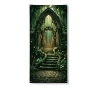 Bannière décorative pour porte de forêt enchantée, motif arche verte mystique, décoration d'intérieur ou d'extérieur, décoration de festival d'automne 91,4 x 183 cm