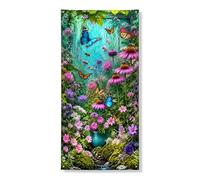 Bannière décorative pour porte de jardin en forme de papillon - Scène naturelle florale vibrante - Décoration de porte d'entrée, intérieur et extérieur - Fournitures de vacances - 91,4 x 183 cm