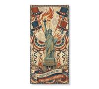 Bannière décorative pour porte de l'indépendance, feux d'artifice patriotiques vintage et chapeaux haut-de-forme, décoration de porte d'entrée, fournitures de fête d'intérieur et d'extérieur, 91,4 x