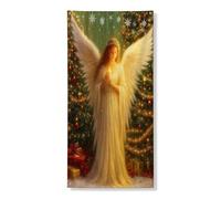 Bannière décorative pour porte de Noël, ailes célestes éthérées, décoration de vacances, décoration d'intérieur ou d'extérieur, toile de fond festive, 91,4 x 183 cm