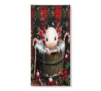 Bannière décorative pour porte de Noël Axolotl - Illustration de vacances d'hiver - Décoration festive d'intérieur et d'extérieur - 91,4 x 183 cm