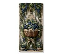 Bannière décorative pour porte de panier de myrtille - Décoration florale rustique à suspendre - Pour le printemps et l'été - Toile de fond pour intérieur et extérieur - 91,4 x 183