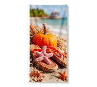 Bannière décorative pour porte de plage d'automne, citrouille rustique, étoile de mer, décoration d'été, intérieur ou extérieur, toile de fond à suspendre pour festival, vacances, 91,4 x 183 cm