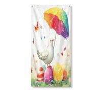 Bannière décorative pour porte de printemps, colombes et oiseaux, parapluie, œufs, décoration de fond pour porte d'entrée, intérieur et extérieur, toile de fond 91,4 x 183 cm