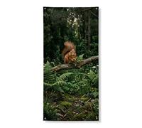 Bannière décorative pour porte d'écureuil de la forêt, scène naturelle rustique, décoration extérieure, printemps été, faune sauvage, toile de fond à suspendre, fournitures de festival, 91,4 x 183 cm