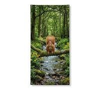 Bannière décorative pour porte d'écureuil de la forêt - Scène naturelle verte éclatante - Décoration extérieure - Fournitures de célébration saisonnière de printemps - 91,4 x 183 cm