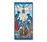 Bannière décorative pour porte d'entrée, 91,4 x 183 cm, phare nautique à suspendre pour porte d'entrée, intérieur et extérieur