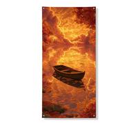 Bannière décorative pour porte d'entrée au coucher du soleil d'automne - Décoration de porte d'entrée rustique - Décoration de porte d'entrée - Intérieur et extérieur - Décoration de festival