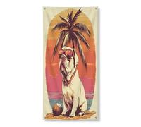 Bannière décorative pour porte d'entrée avec motif bouledogue mignon - Décoration de porte d'entrée - Pour intérieur et extérieur - 91,4 x 183 cm
