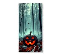Bannière décorative pour porte d'entrée, citrouille noire effrayante et chauve-souris, décoration de porte d'entrée, intérieur ou extérieur, gothique, toile de fond à suspendre, fournitures de