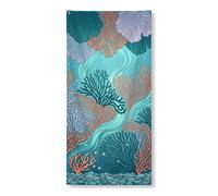 Bannière décorative pour porte d'entrée - Corail sous-marin - Plantes colorées de l'océan - Décoration de porte d'entrée - Intérieur ou extérieur - Plage d'été - Toile de fond à suspendre