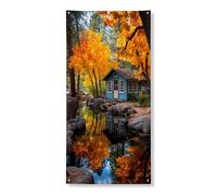 Bannière décorative pour porte d'entrée - Couleurs d'automne vives - Paysage naturel - Décoration de porte d'entrée - Intérieur ou extérieur - Toile de fond saisonnière à suspendre - Fournitures de
