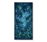 Bannière décorative pour porte d'entrée de la jungle tropicale, verdure luxuriante, horizon nocturne, décoration de porte d'entrée, intérieur ou extérieur, festival d'été, fournitures de vacances 91,4