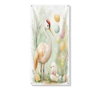 Bannière décorative pour porte d'entrée de printemps, Pâques, grues, oiseaux, œufs de poussin, décoration de fond pour intérieur et extérieur, panneau de porche 91,4 x 183 cm