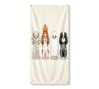 Bannière décorative pour porte d'entrée d'Halloween Cavalier King Charles Spaniel - Décoration de fond pour intérieur et extérieur - 91,4 x 183 cm