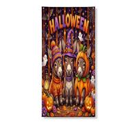 Bannière décorative pour porte d'entrée d'Halloween en forme d'âne - Décoration de fond amusante pour intérieur et extérieur - 91,4 x 183 cm