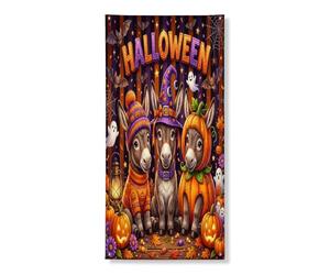 Bannière décorative pour porte d'entrée d'Halloween en forme d'âne - Décoration de fond amusante pour intérieur et extérieur - 91,4 x 183 cm