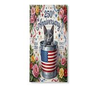 Bannière décorative pour porte d'entrée en bois russe 250 ans, motif chats bleus russes, décoration de fond pour porte d'entrée, intérieur et extérieur, fournitures de fond de cour américaine, 91,4 x