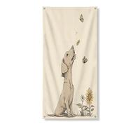 Bannière décorative pour porte d'entrée en forme de chien de Braque de Weimar, tournesol, fleur de tournesol, décoration de fond pour intérieur ou extérieur, pour animaux domestiques, 91,4 x 183 cm