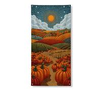 Bannière décorative pour porte d'entrée en forme de citrouille d'automne - Orange vif - Décoration de porte d'entrée - Pour intérieur et extérieur - Fournitures de vacances - 91,4 x 183 cm