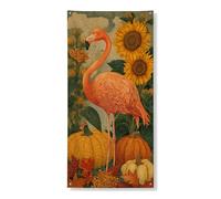 Bannière décorative pour porte d'entrée en forme d'oiseau tropical - Décoration vintage - Tournesol - Citrouille - Décoration d'intérieur et d'extérieur - Fournitures de festival d'automne - 91,4 x