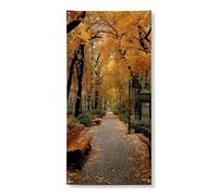 Bannière décorative pour porte d'entrée - Feuilles d'automne dorées - Décoration de porte d'entrée intérieure ou extérieure - Toile de fond à suspendre - Fournitures de vacances - 91,4 x 183 cm
