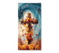 Bannière décorative pour porte d'entrée - Feuilles d'automne rustiques - Décoration de porte d'entrée - Pour intérieur et extérieur - Fournitures de Thanksgiving saisonnières - 91,4 x 183 cm