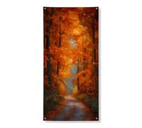 Bannière décorative pour porte d'entrée - Feuilles orange vives - Décoration de porte d'entrée - Intérieur ou extérieur - Décoration d'automne à suspendre - Fournitures de vacances - 91,4 x 183 cm