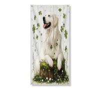 Bannière décorative pour porte d'entrée, intérieur et extérieur - Motif chien des Pyrénées - 91,4 x 182,9 cm - Trèfle à suspendre pour porte d'entrée, intérieur ou extérieur