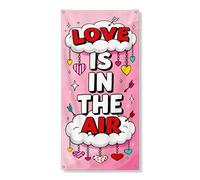Bannière décorative pour porte d'entrée Love Is in the Air, cœurs colorés et nuages, décoration de porte d'entrée, fournitures d'intérieur ou d'extérieur, de Saint-Valentin, 91,4 x 183 cm