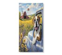 Bannière décorative pour porte d'entrée motif chien boxer de printemps, camion de ferme, décoration de fond pour intérieur et extérieur, pour animaux domestiques, 91,4 x 183 cm