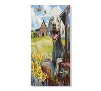 Bannière décorative pour porte d'entrée motif chien de Braque de Weimar printanier, décoration de fond pour intérieur ou extérieur, pour animaux domestiques, 91,4 x 182,9 cm