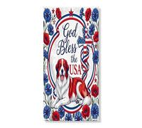 Bannière décorative pour porte d'entrée motif chien des Pyrénées 250 ans, fleurs chrétiennes, décoration de fond pour intérieur et extérieur, toile de fond patriotique 91,4 x 182,9 cm