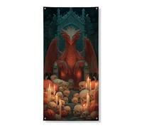 Bannière décorative pour porte d'entrée, motif dragon d'Halloween, art gothique fantastique, décoration de porte d'entrée, fournitures d'intérieur et d'extérieur pour festival d'automne 91,4 x 183 cm