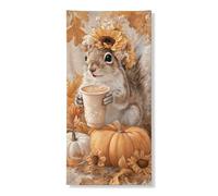 Bannière décorative pour porte d'entrée, motif écureuil d'automne, citrouille, tournesol, décoration de porte d'entrée, fournitures d'intérieur et d'extérieur, fournitures de festival de récolte