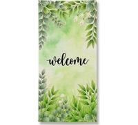 Bannière décorative pour porte d'entrée, motif feuilles de bienvenue, aquarelle inspirée de la nature, décoration de porte d'entrée, intérieur ou extérieur, toile de fond saisonnière à suspendre 91,4