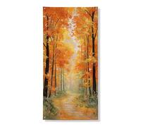 Bannière décorative pour porte d'entrée - Motif forêt d'automne - Feuilles orange vives - Décoration de porte d'entrée - Intérieur ou extérieur - Décoration saisonnière à suspendre - Fournitures de