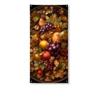 Bannière décorative pour porte d'entrée - Motif fruits d'automne - Vintage - Récolte des raisins - Pommes - Pour intérieur et extérieur - Pour festival d'automne - Fournitures de vacances - 91,4 x 183