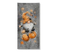 Bannière décorative pour porte d'entrée, motif nain d'Halloween, citrouille orange, étoiles de citrouille, décoration de porte d'entrée, fournitures de vacances festives d'intérieur ou d'extérieur