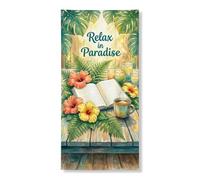 Bannière décorative pour porte d'entrée - Motif paradis tropical - Feuilles florales vives - Décoration de porte d'entrée - Intérieur ou extérieur - Toile de fond à suspendre - Fournitures de vacances