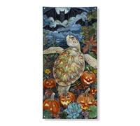 Bannière décorative pour porte d'entrée, motif tortue de mer, citrouille, chauve-souris, scène océanique, décoration de porte d'entrée, fournitures de vacances d'automne pour intérieur et extérieur